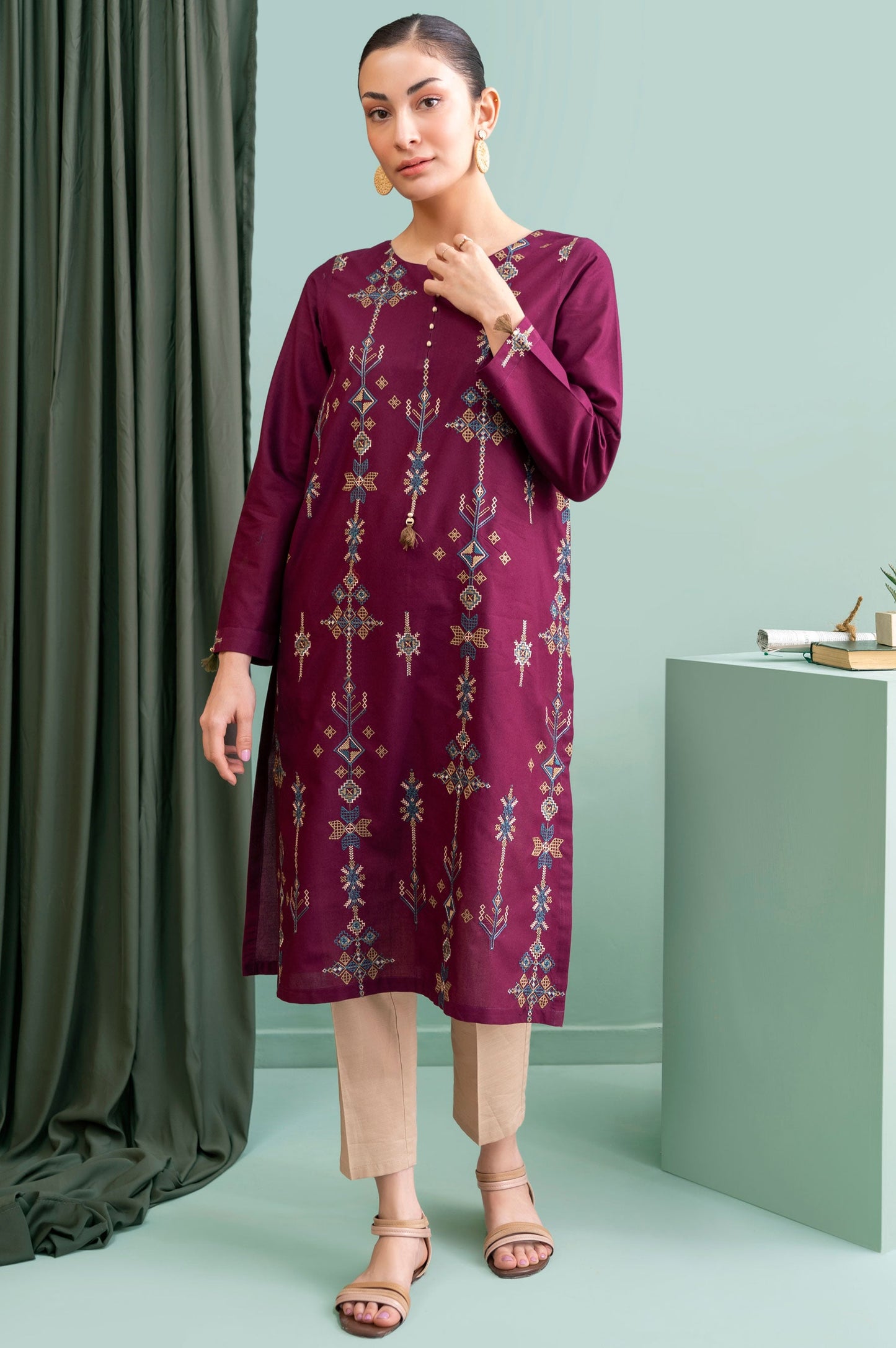 Stitched 1 Piece Embroidered Cambric Shirt