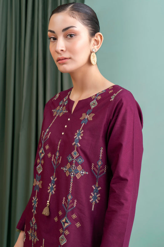 Stitched 1 Piece Embroidered Cambric Shirt