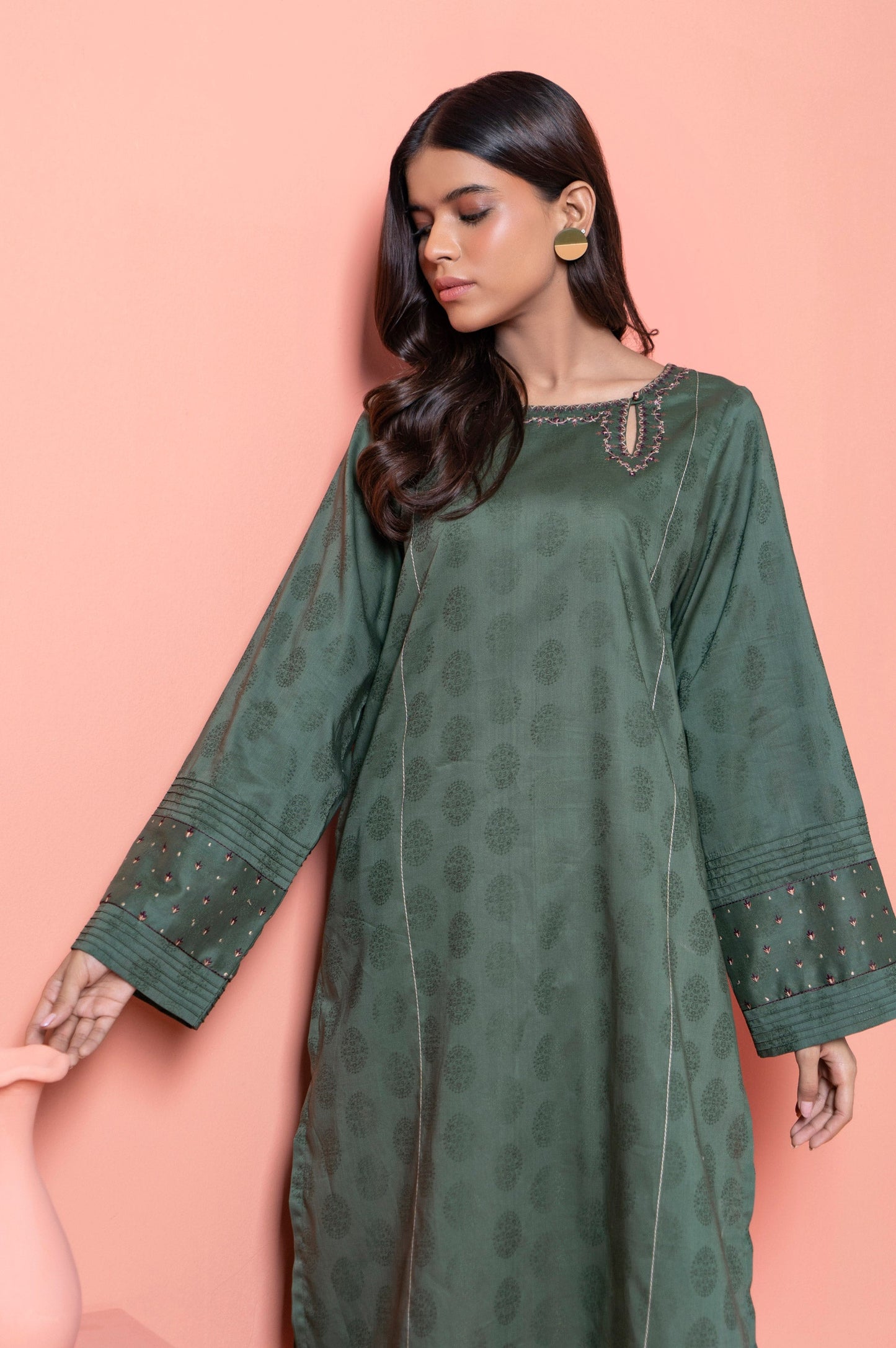 Stitched 1 Piece Embroidered Jacquard Shirt