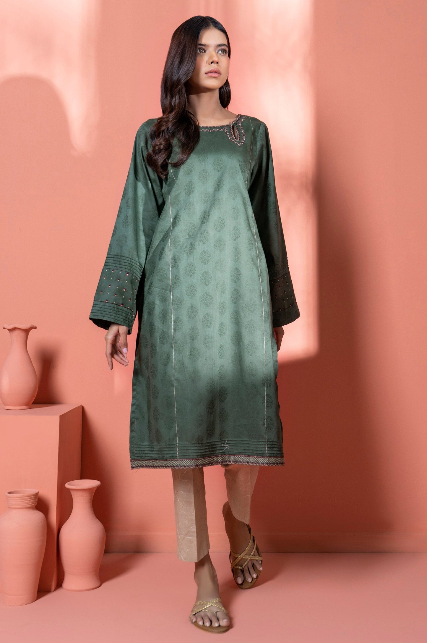 Stitched 1 Piece Embroidered Jacquard Shirt