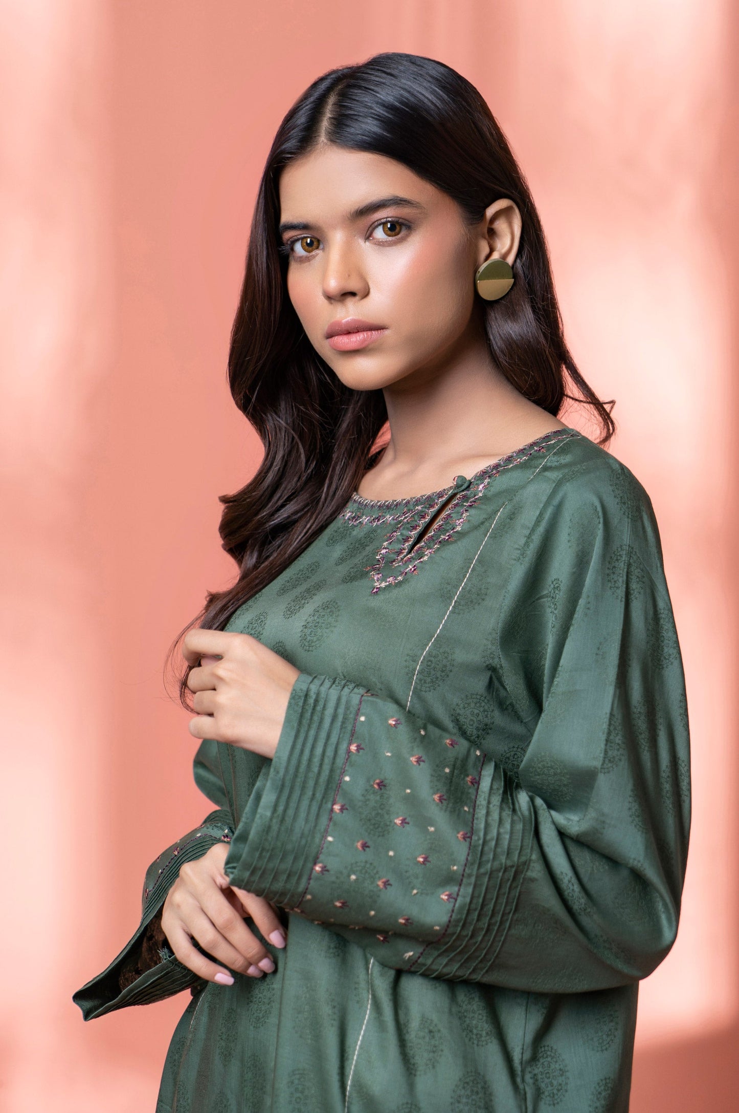 Stitched 1 Piece Embroidered Jacquard Shirt