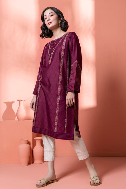 Stitched 1 Piece Embroidered Jacquard Shirt