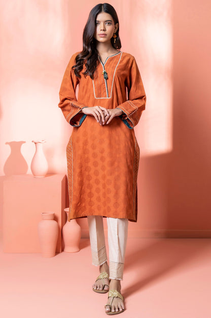 Stitched 1 Piece Embellished Jacquard Kurta