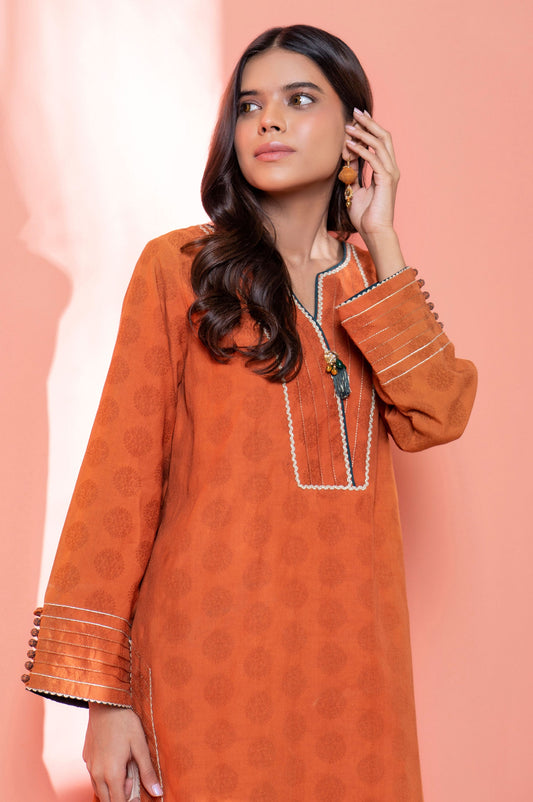 Stitched 1 Piece Embellished Jacquard Kurta