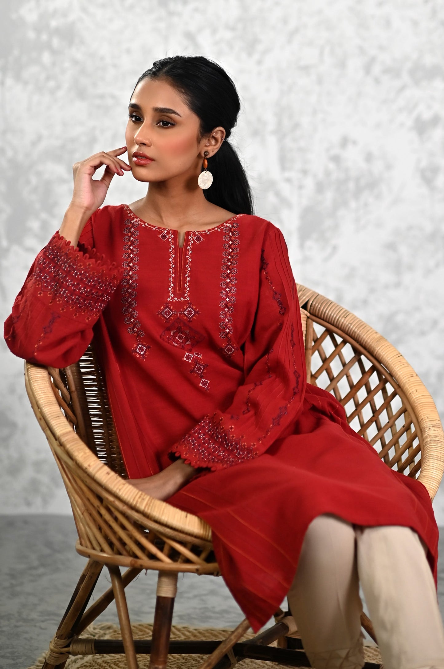 Stitched 1 Piece Embroidered Khaddar Shirt