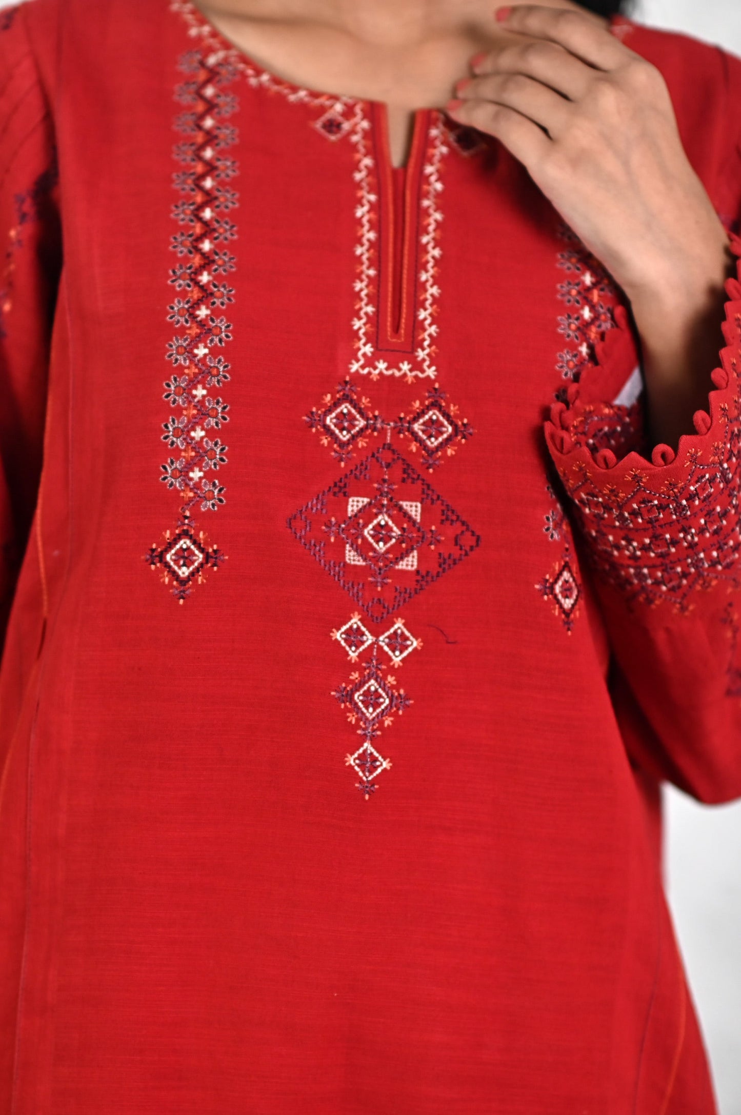Stitched 1 Piece Embroidered Khaddar Shirt