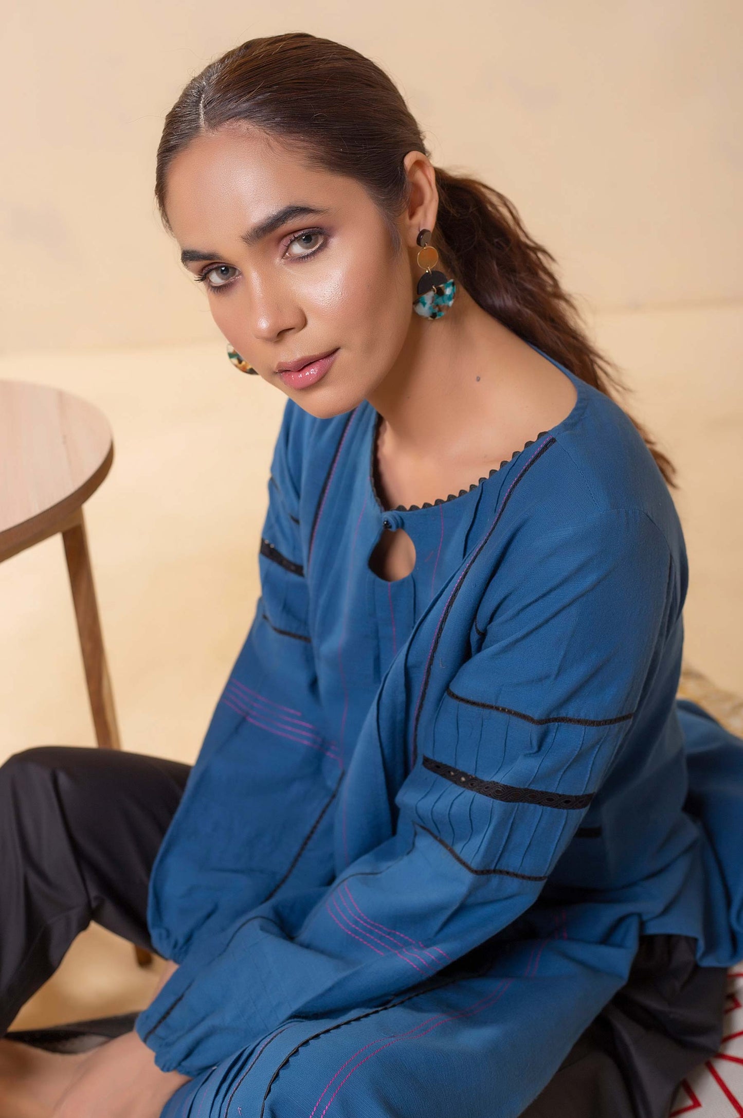 Stitched 1 Piece Embellished Khaddar Top