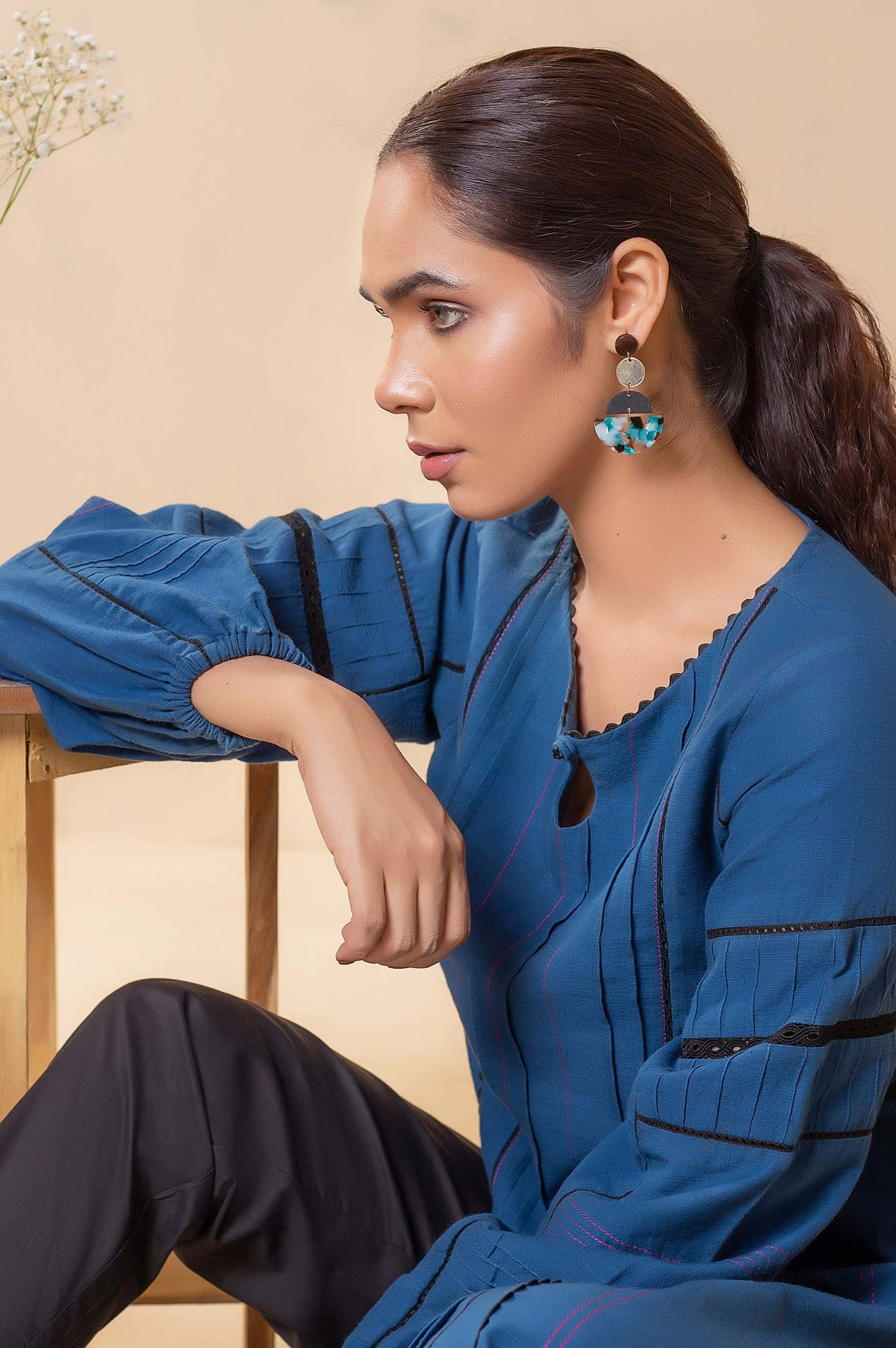 Stitched 1 Piece Embellished Khaddar Top