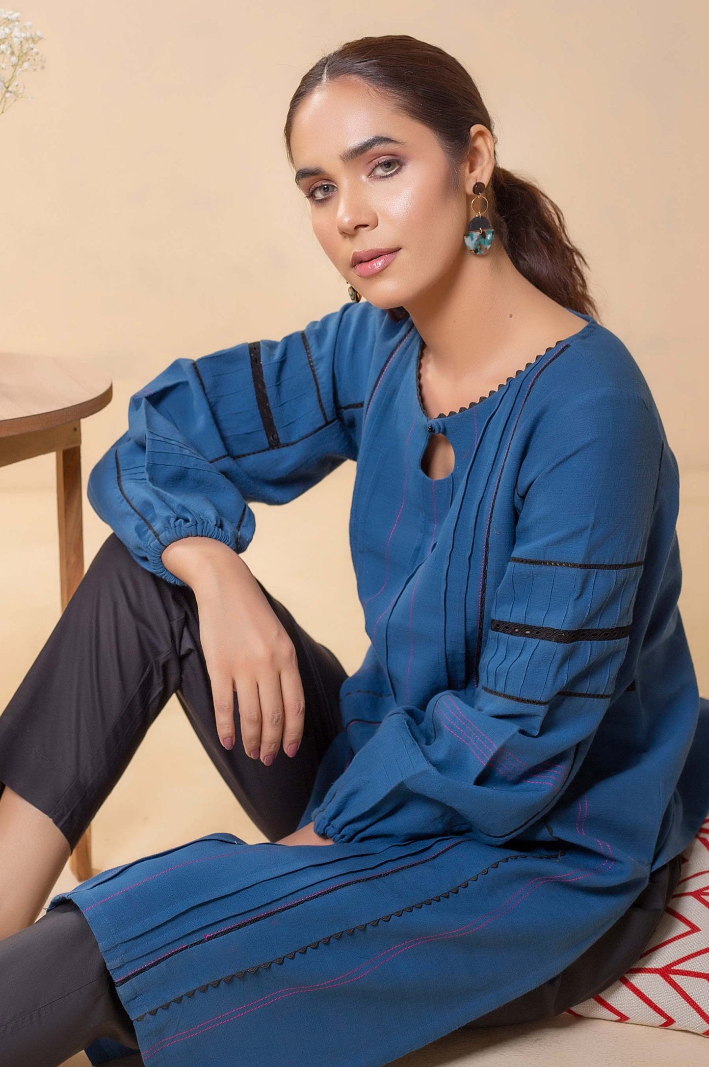 Stitched 1 Piece Embellished Khaddar Top