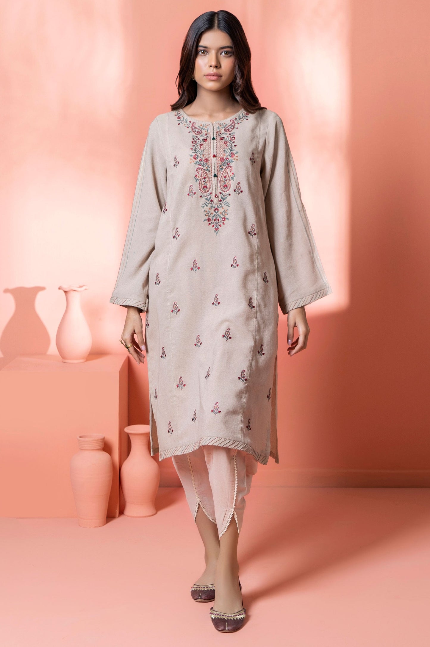 Stitched 1 Piece Embroidered Karandi Shirt