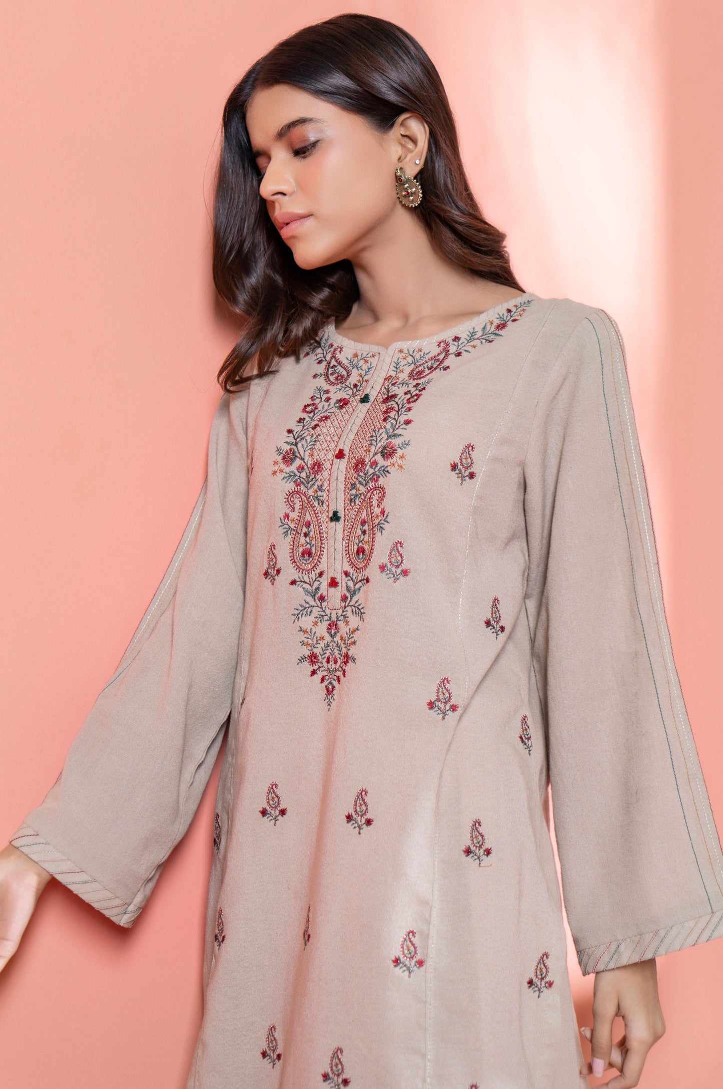 Stitched 1 Piece Embroidered Karandi Shirt