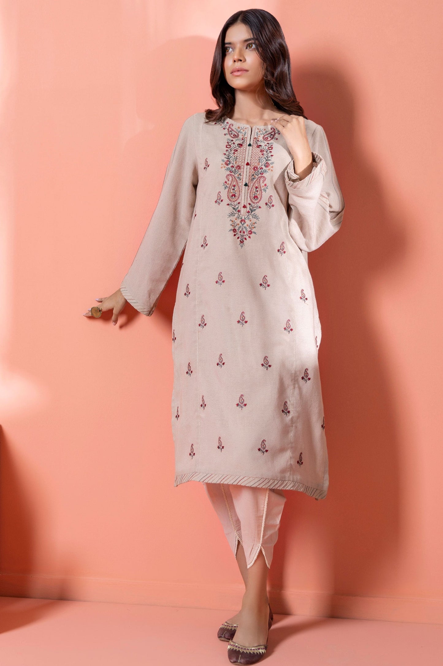 Stitched 1 Piece Embroidered Karandi Shirt