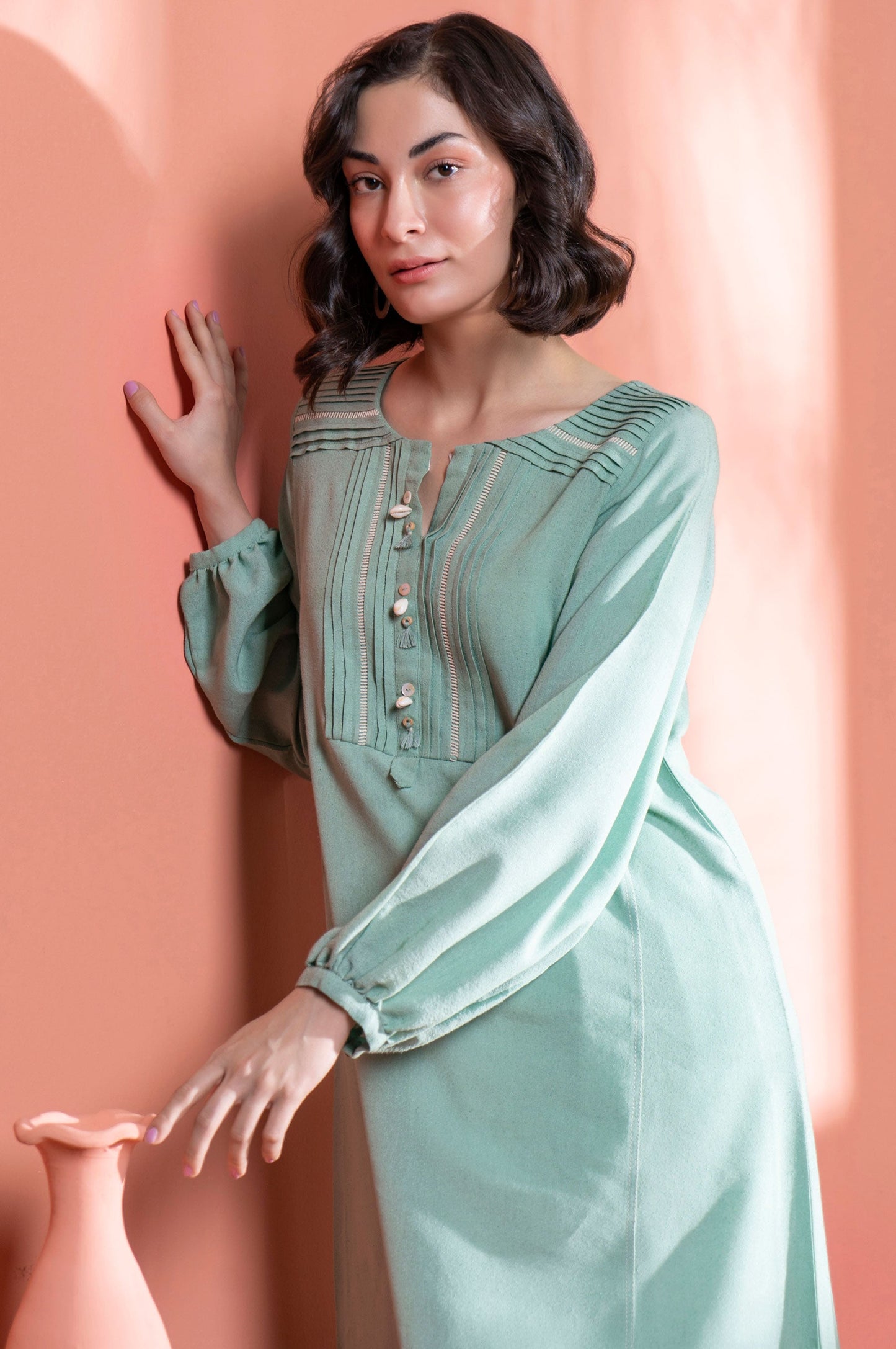 Stitched 1 Piece Embellished Karandi Shirt