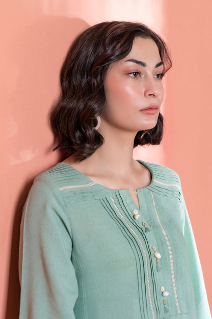 Stitched 1 Piece Embellished Karandi Shirt