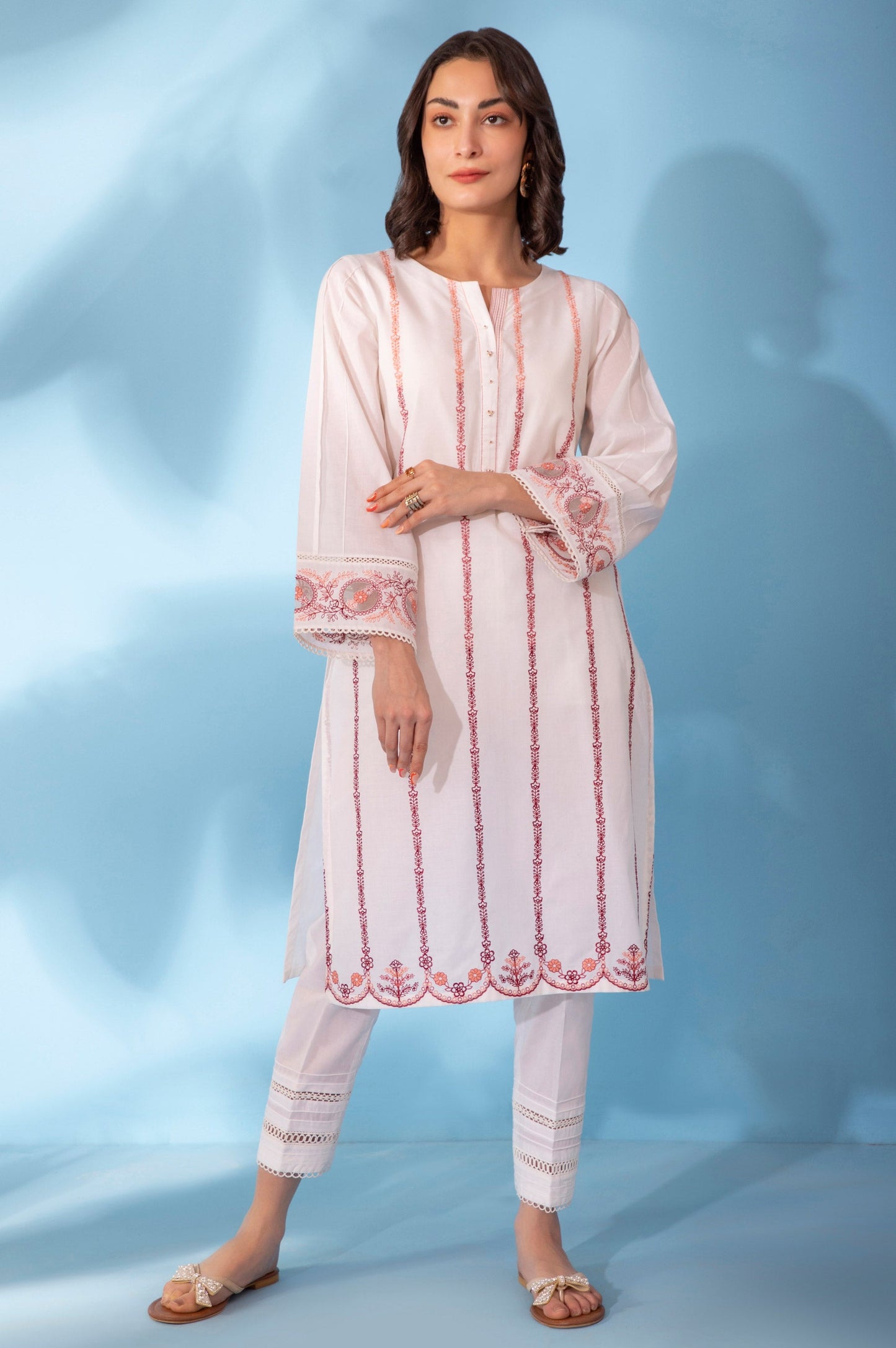 Stitched 1 Piece Embroidered Cambric Shirt