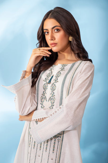 Stitched 1 Piece White Paste Embroidered Shirt