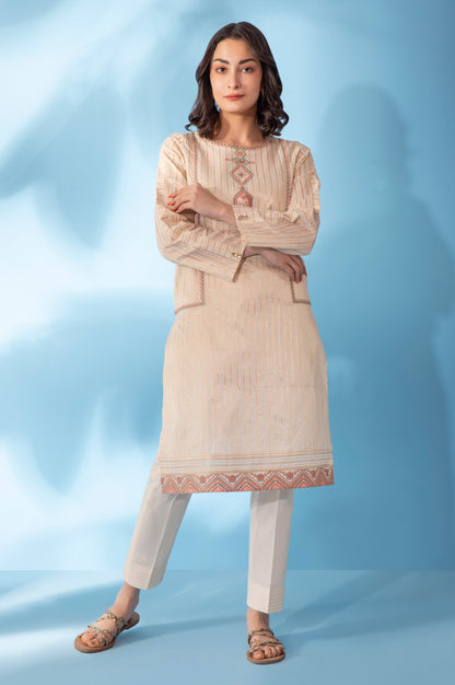 Stitched 1 Piece Embroidered Zari Shirt