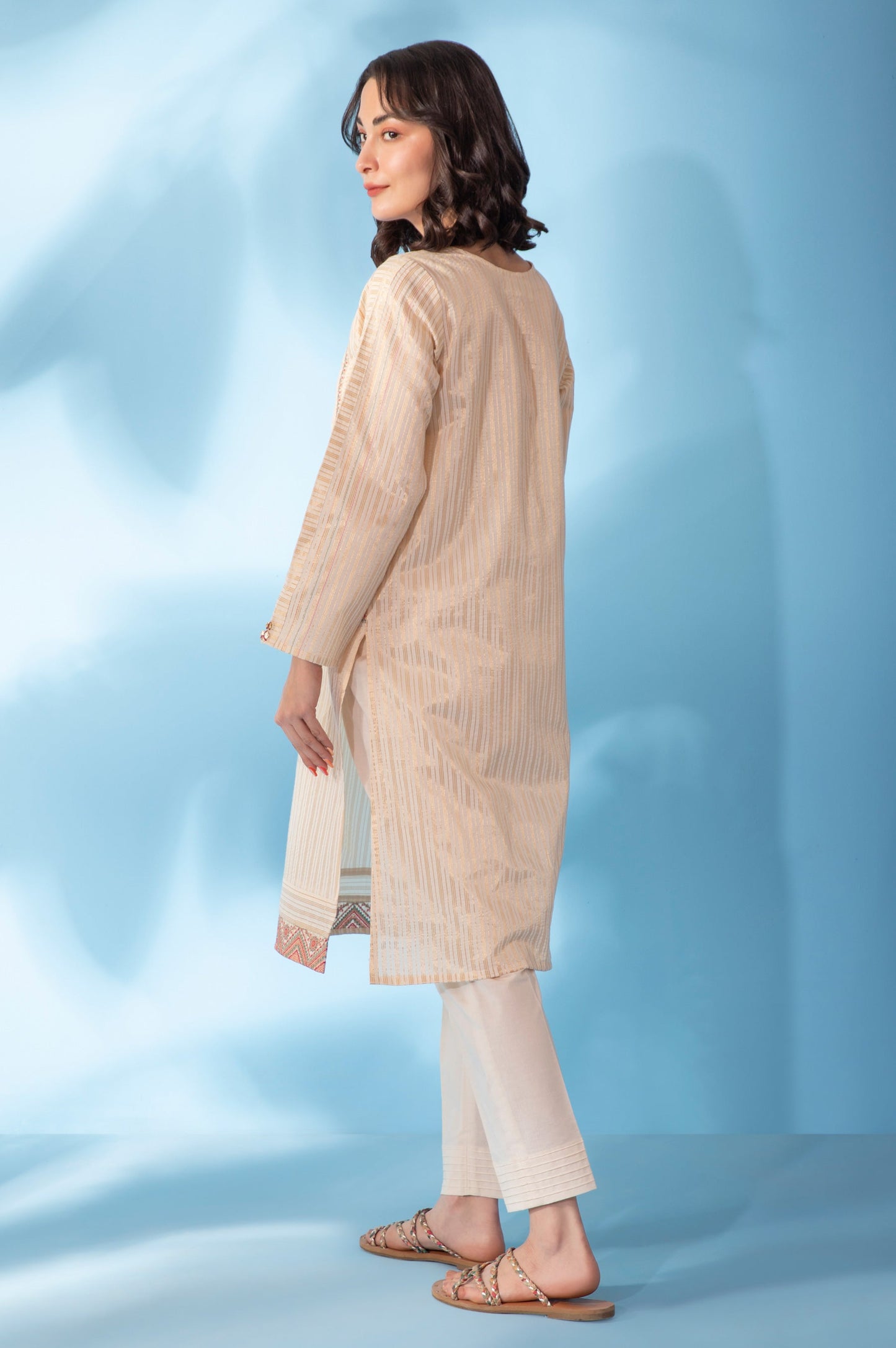 Stitched 1 Piece Embroidered Zari Shirt