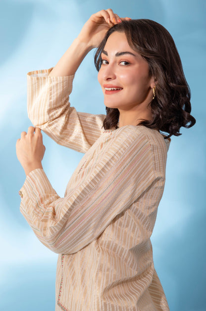 Stitched 1 Piece Embroidered Zari Shirt