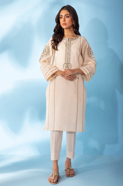 Stitched 1 Piece Embroidered Zari Lines Shirt
