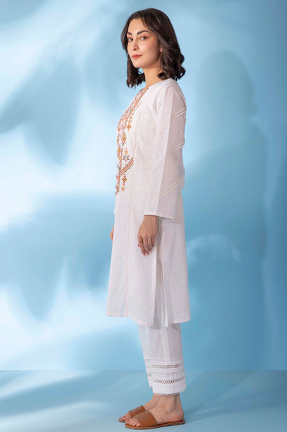 Stitched 1 Piece Embroidered Cotton Slub Shirt