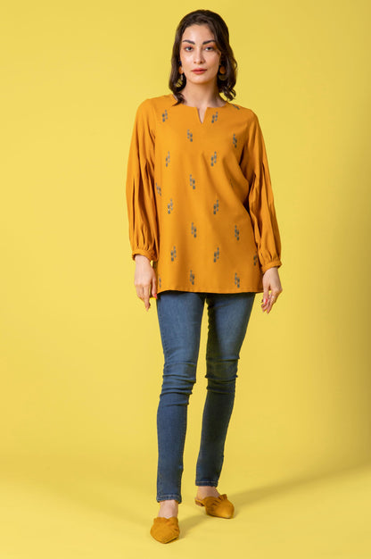 Stitched 1 Piece Embroidered Crepe Shirt