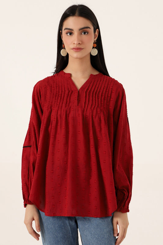 Stitched 1 Piece Embellished Brochia Shirt