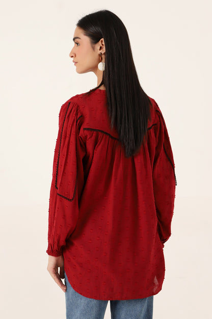 Stitched 1 Piece Embellished Brochia Shirt