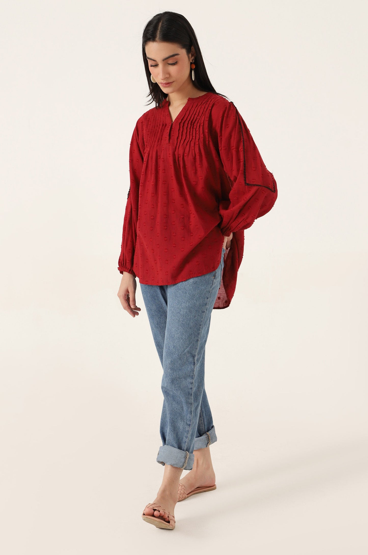 Stitched 1 Piece Embellished Brochia Shirt