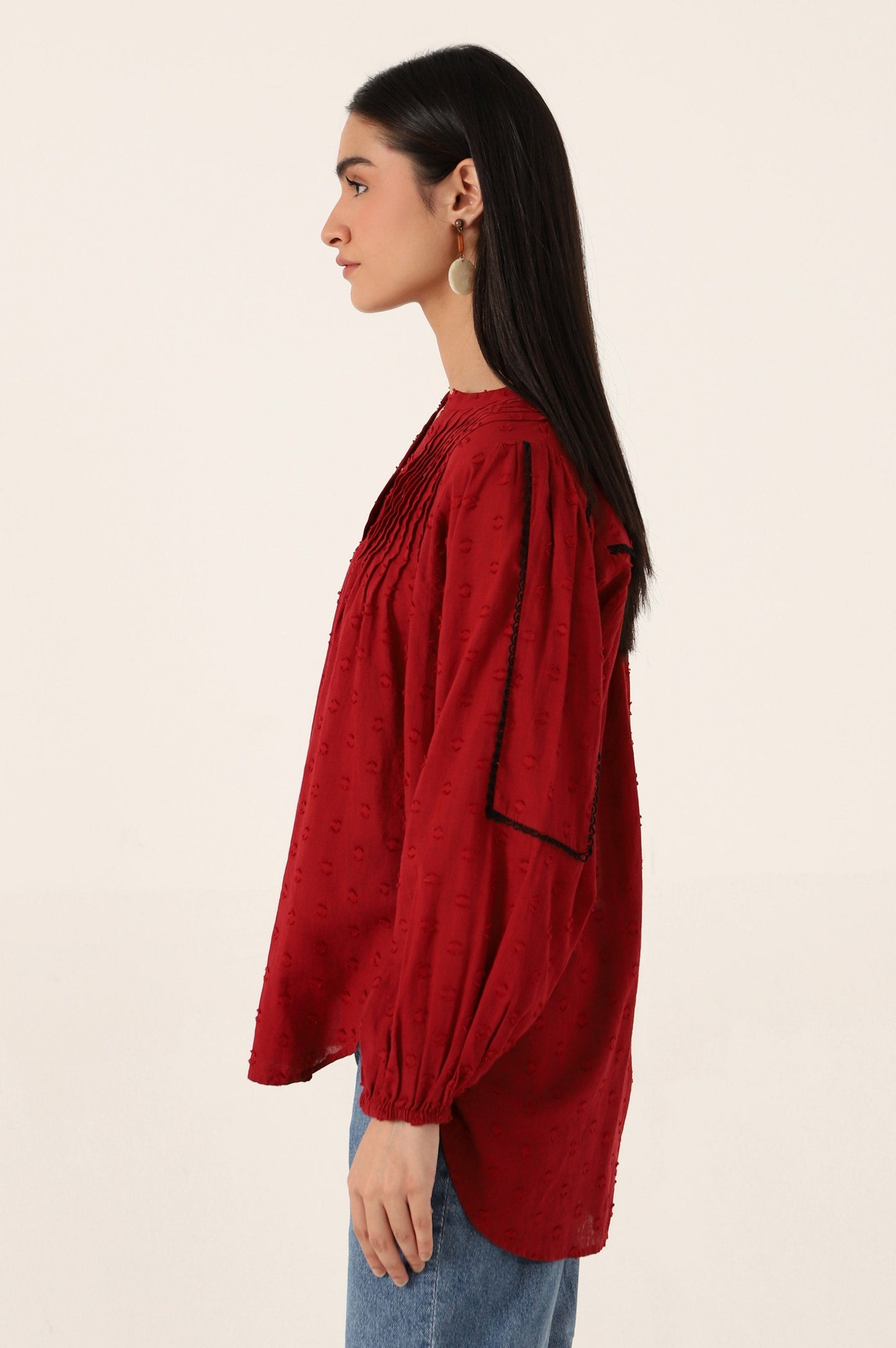 Stitched 1 Piece Embellished Brochia Shirt