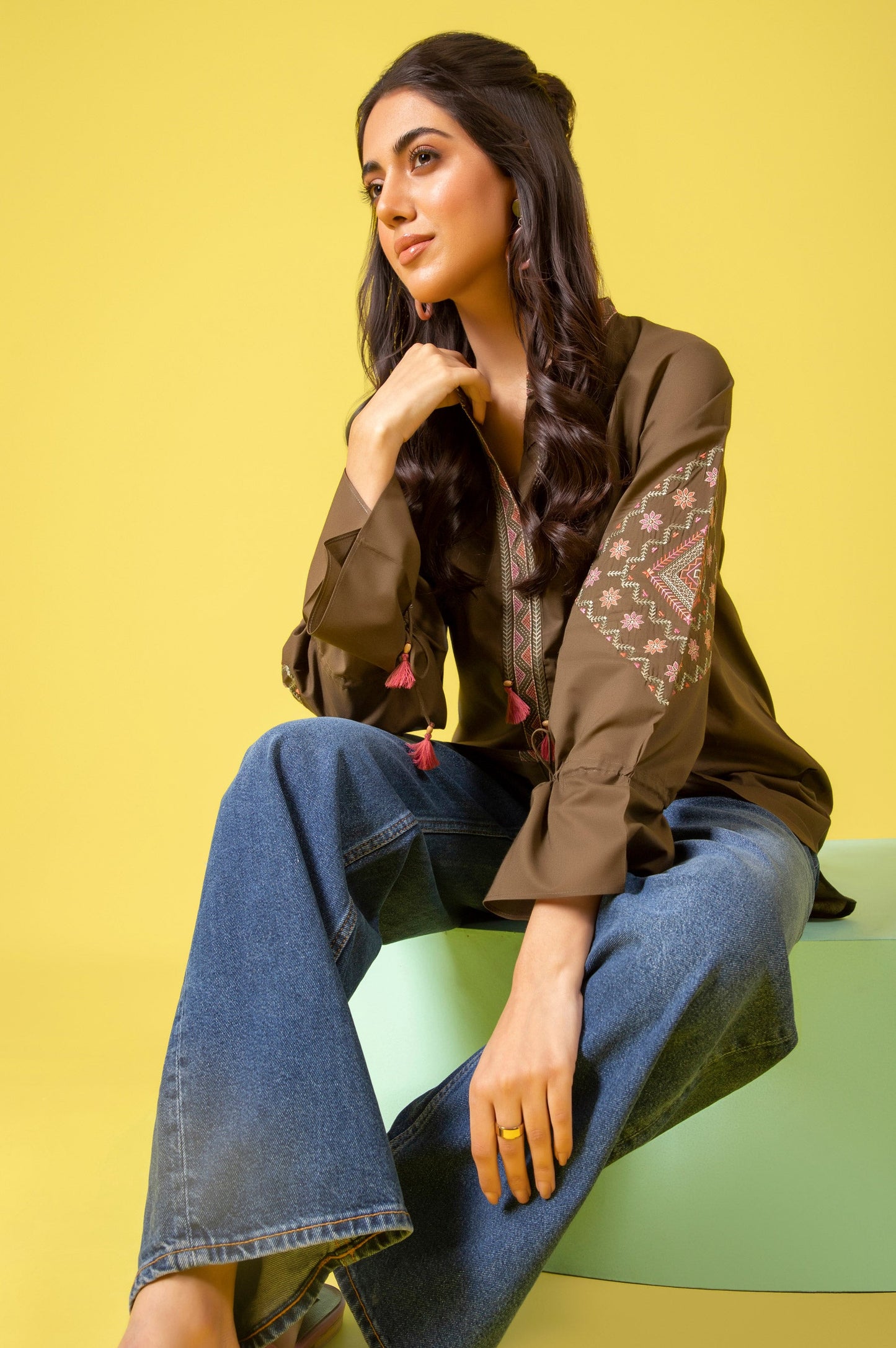 Stitched 1 Piece Embroidered Cambric Shirt