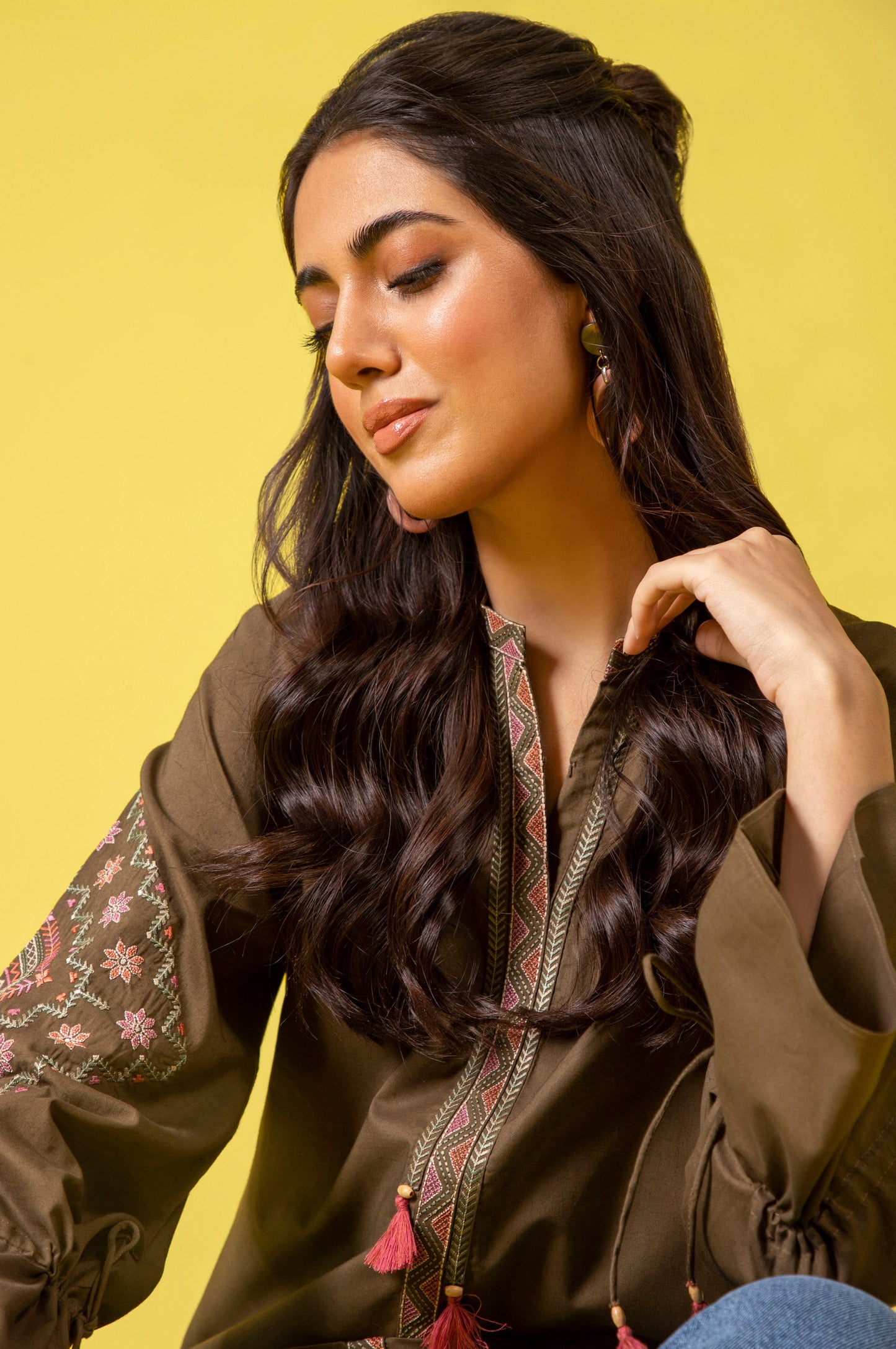 Stitched 1 Piece Embroidered Cambric Shirt