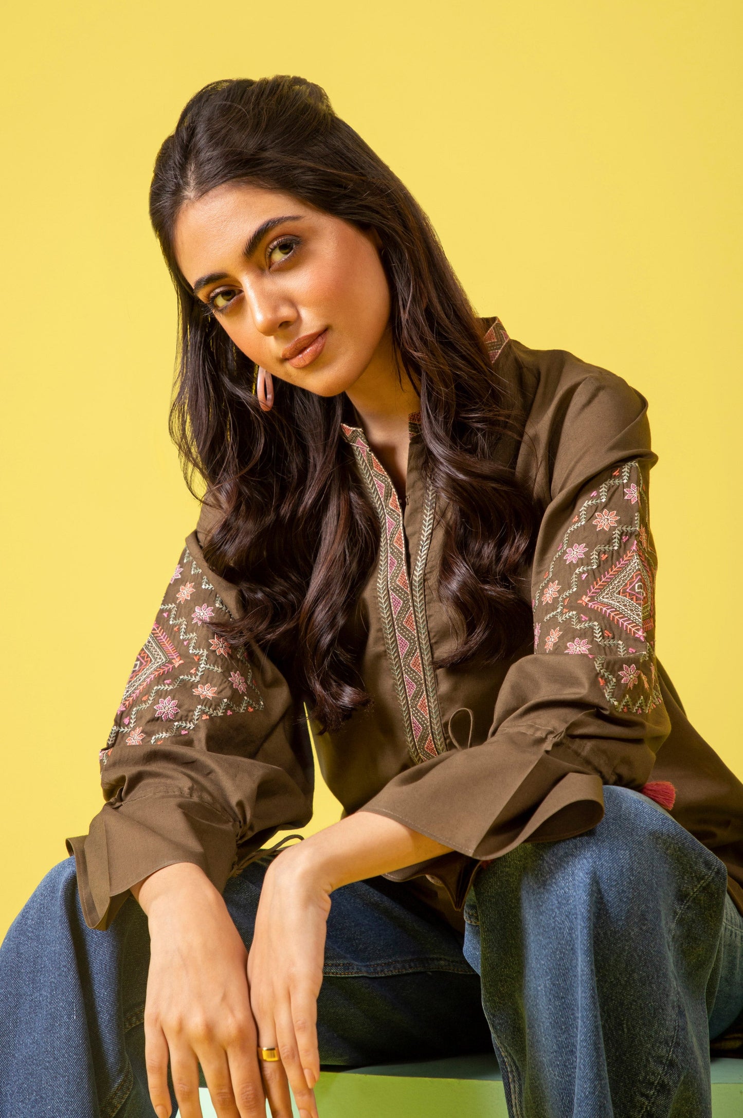 Stitched 1 Piece Embroidered Cambric Shirt