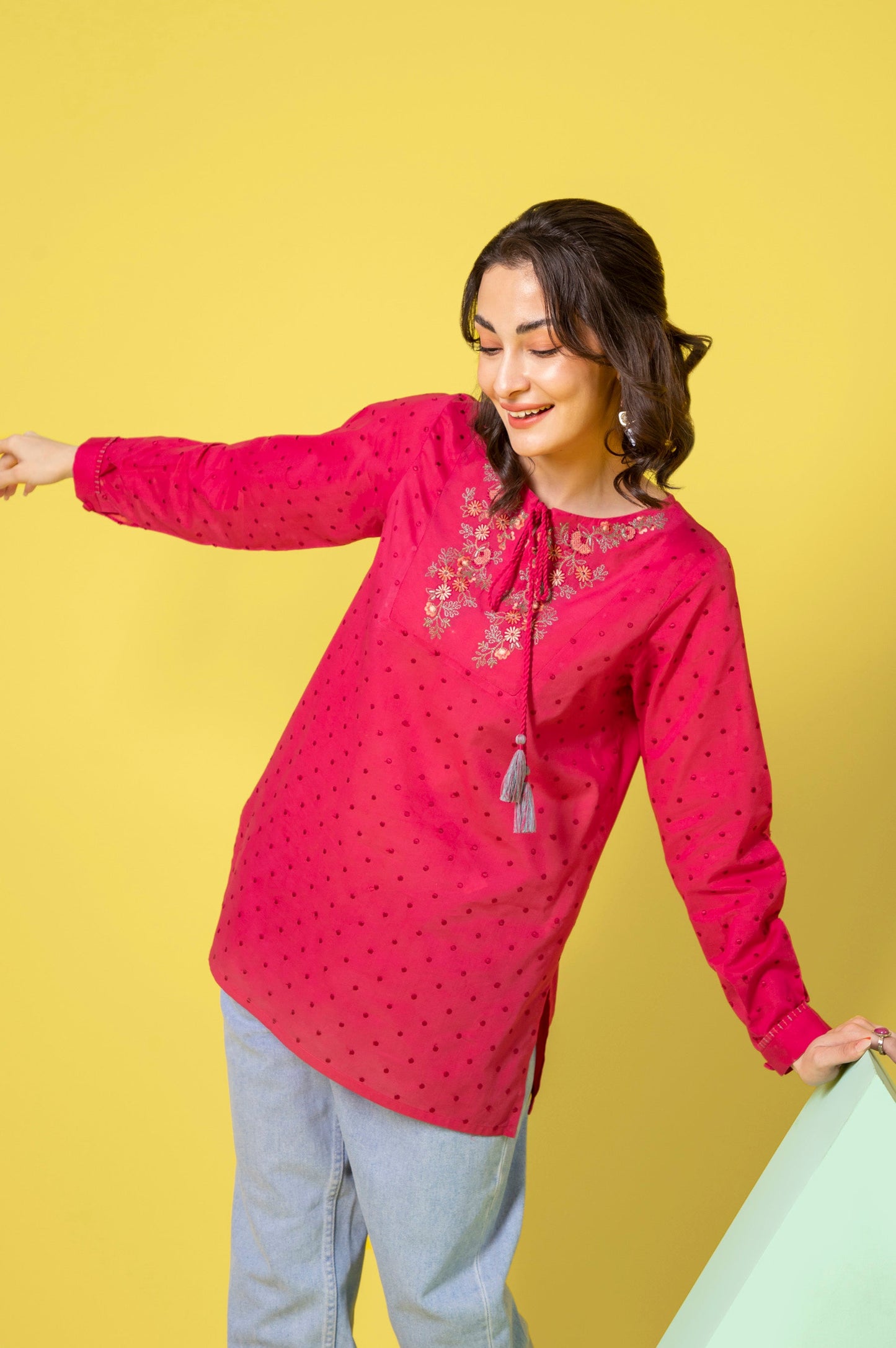 Stitched 1 Piece Embroidered Cambric Shirt