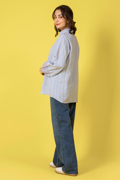 Stitched 1 Piece Embroidered Yarn Dyed Shirt