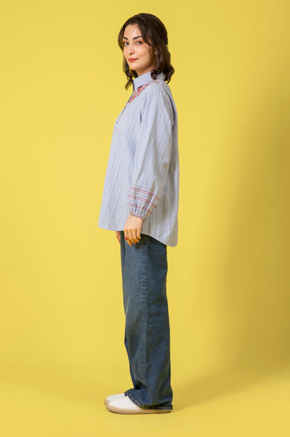 Stitched 1 Piece Embroidered Yarn Dyed Shirt