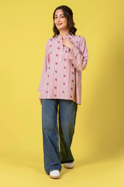 Stitched 1 Piece Embroidered Yarn Dyed Shirt