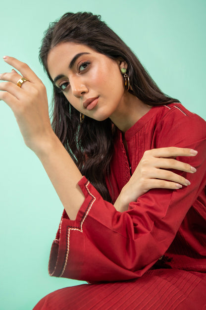 Stitched 1 Piece Embellished Cambric Shirt