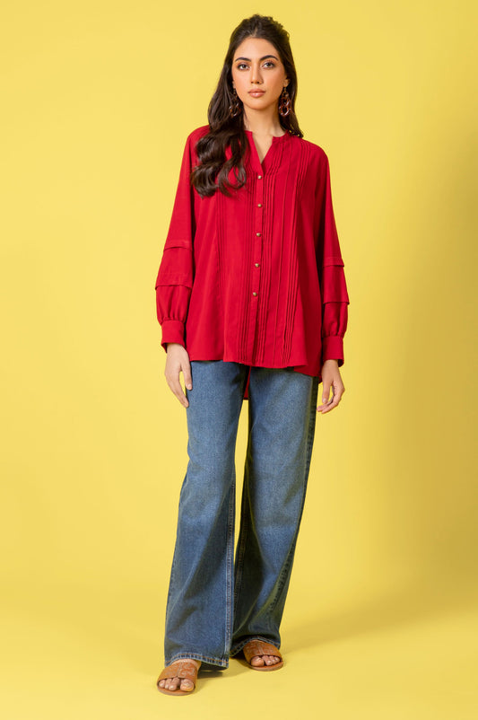 Stitched 1 Piece Embellished Crepe Shirt