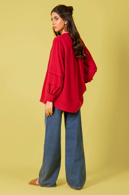 Stitched 1 Piece Embellished Crepe Shirt