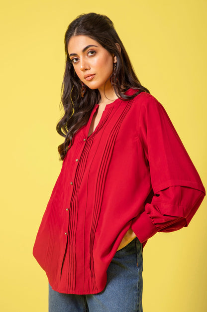 Stitched 1 Piece Embellished Crepe Shirt