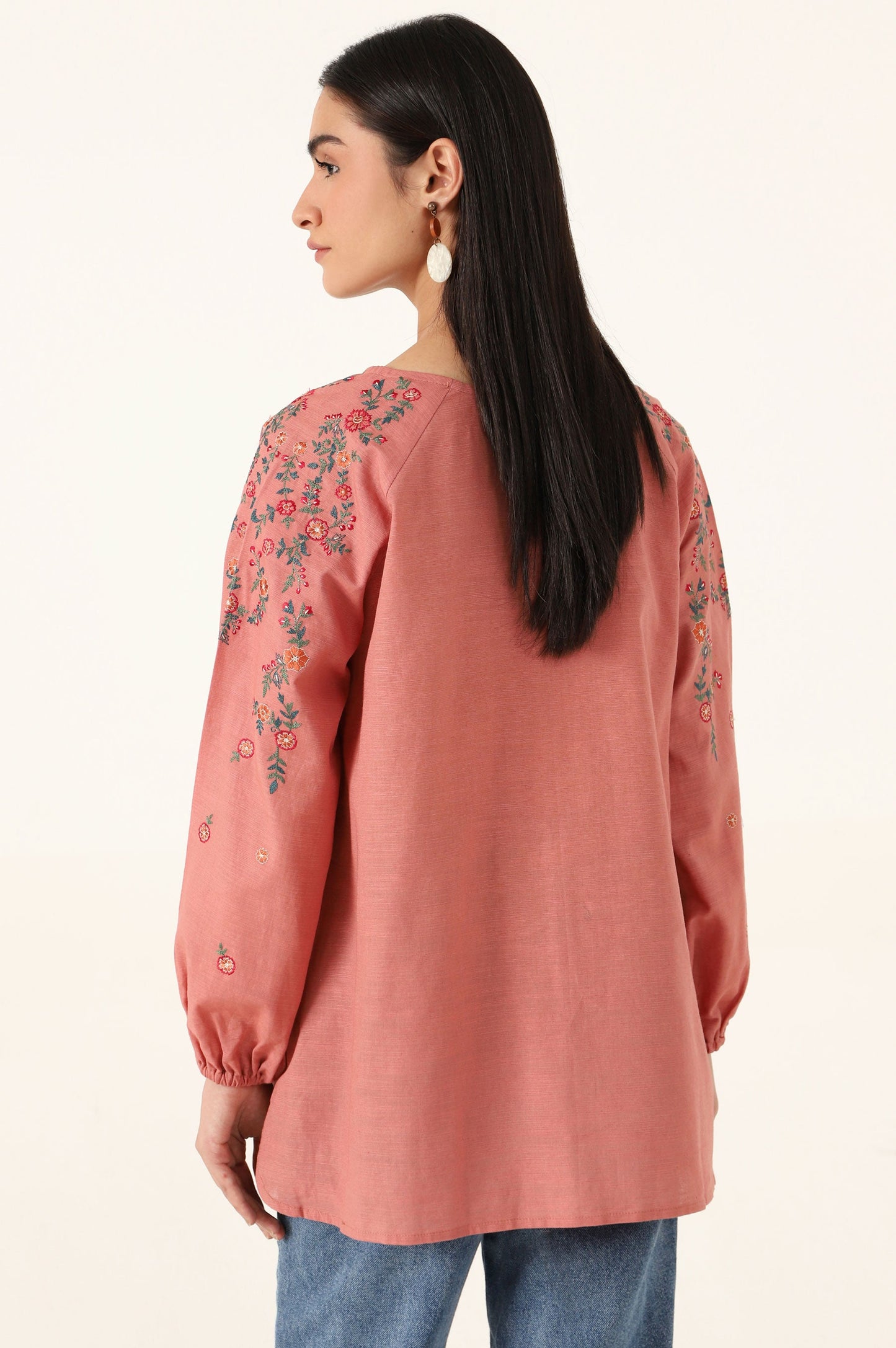 Stitched 1 Piece Embroidered Cotton Slub Shirt