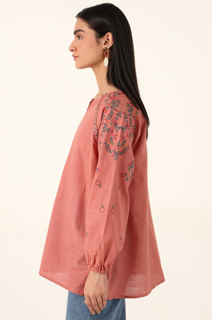 Stitched 1 Piece Embroidered Cotton Slub Shirt