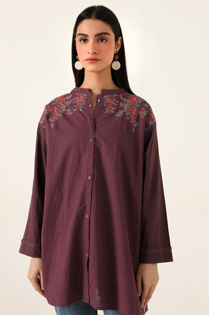 Stitched 1 Piece Embroidered Cotton Slub Top