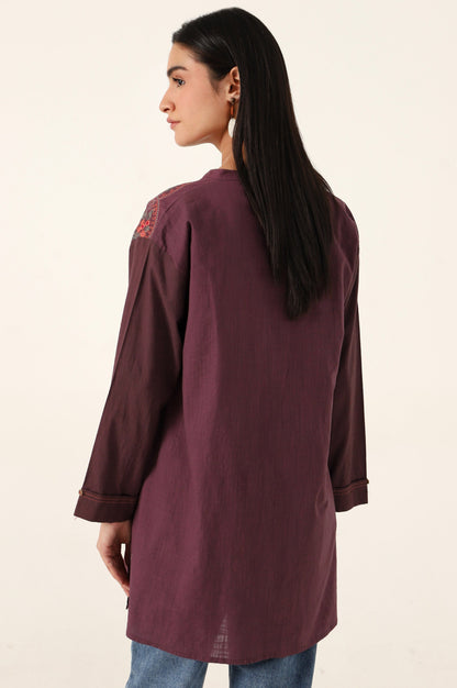 Stitched 1 Piece Embroidered Cotton Slub Top