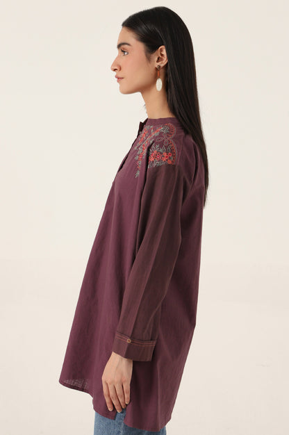 Stitched 1 Piece Embroidered Cotton Slub Top