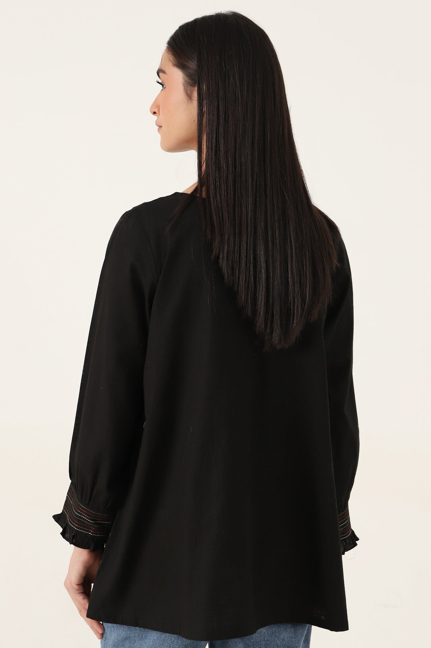 Stitched 1 Piece Embroidered Cotton Slub Top