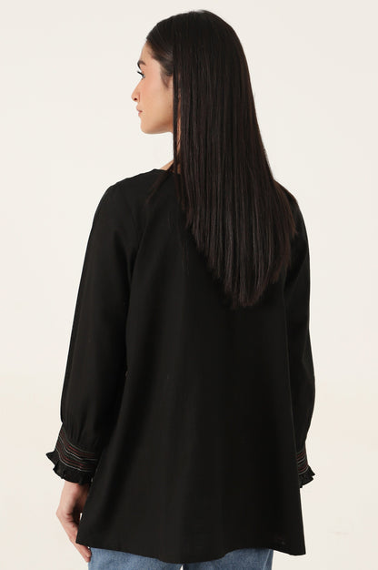 Stitched 1 Piece Embroidered Cotton Slub Top