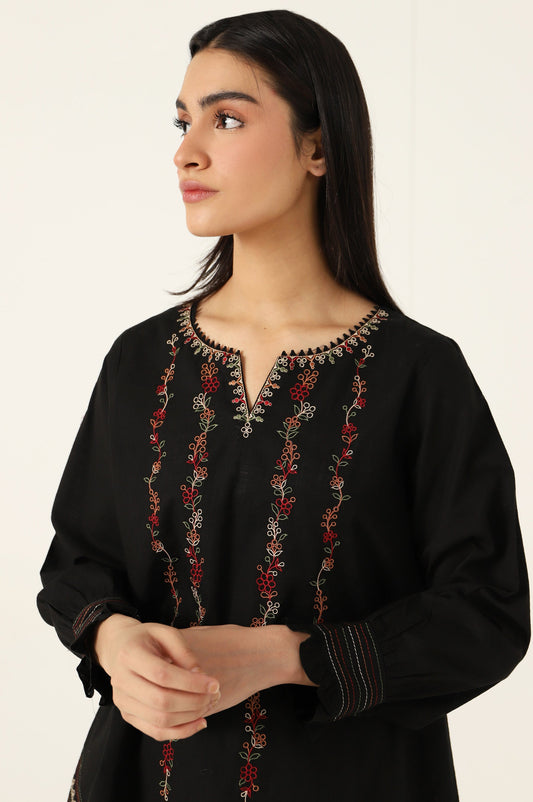 Stitched 1 Piece Embroidered Cotton Slub Top
