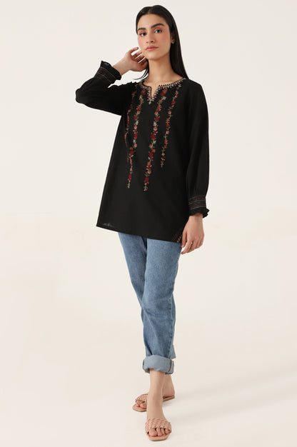 Stitched 1 Piece Embroidered Cotton Slub Top